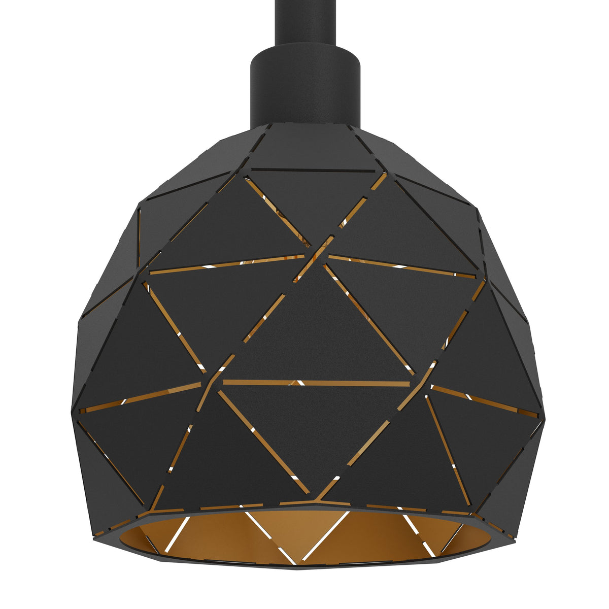 Suspension Roccaforte 3 lumières noire et dorée