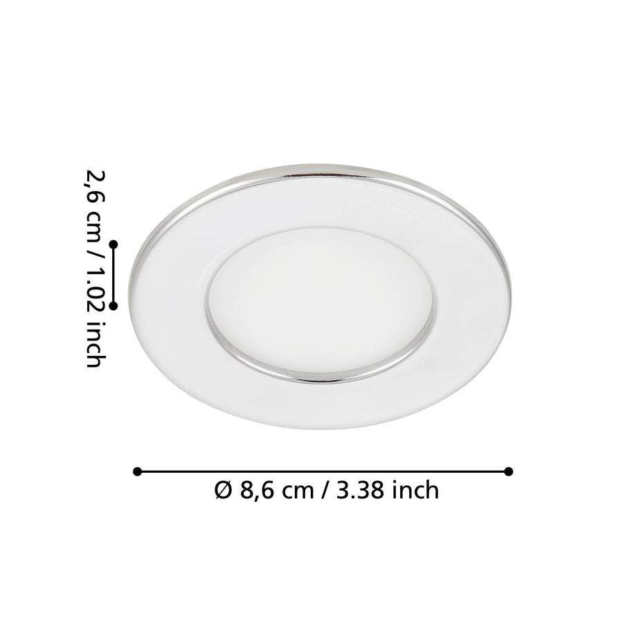 Schéma de dimensions indiquant un diamètre de 8,6 cm et une profondeur de 2,6 cm