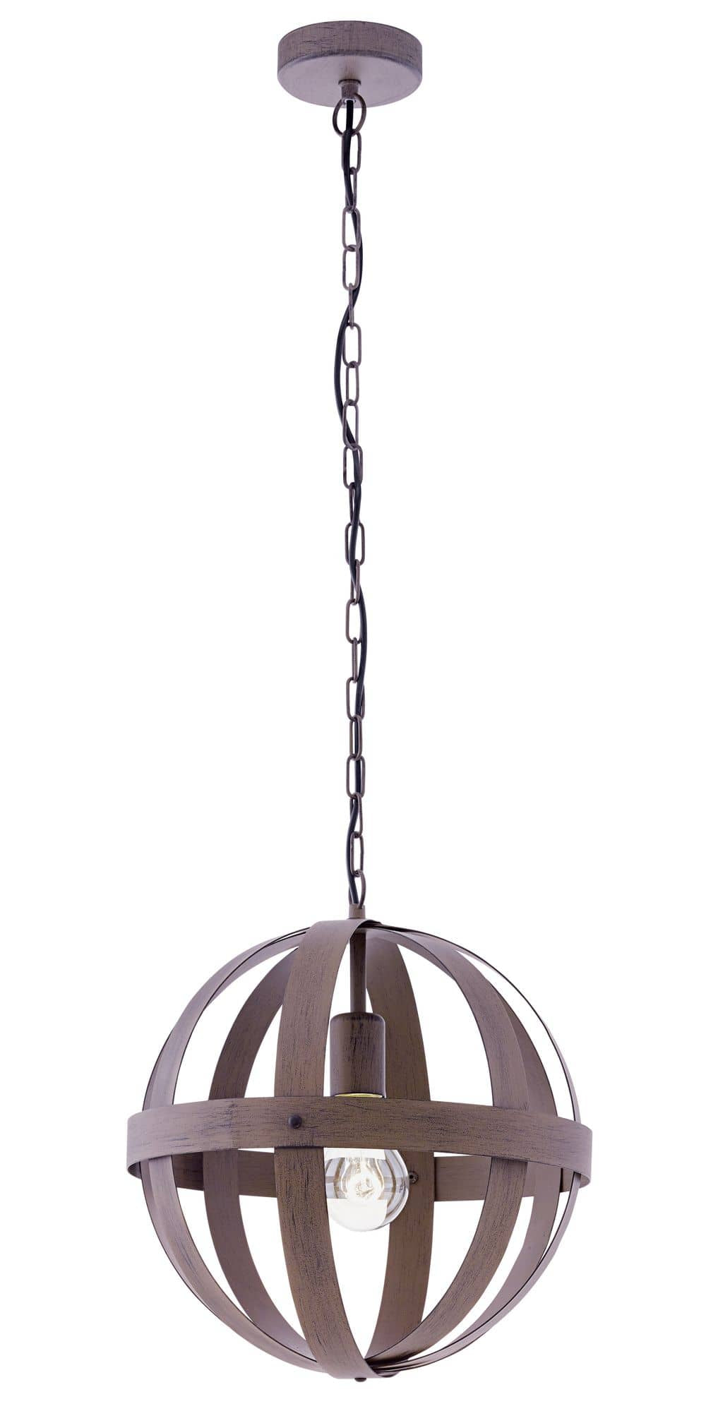 Détail rapproché de la cage sphérique et de l'ampoule claire à l'intérieur