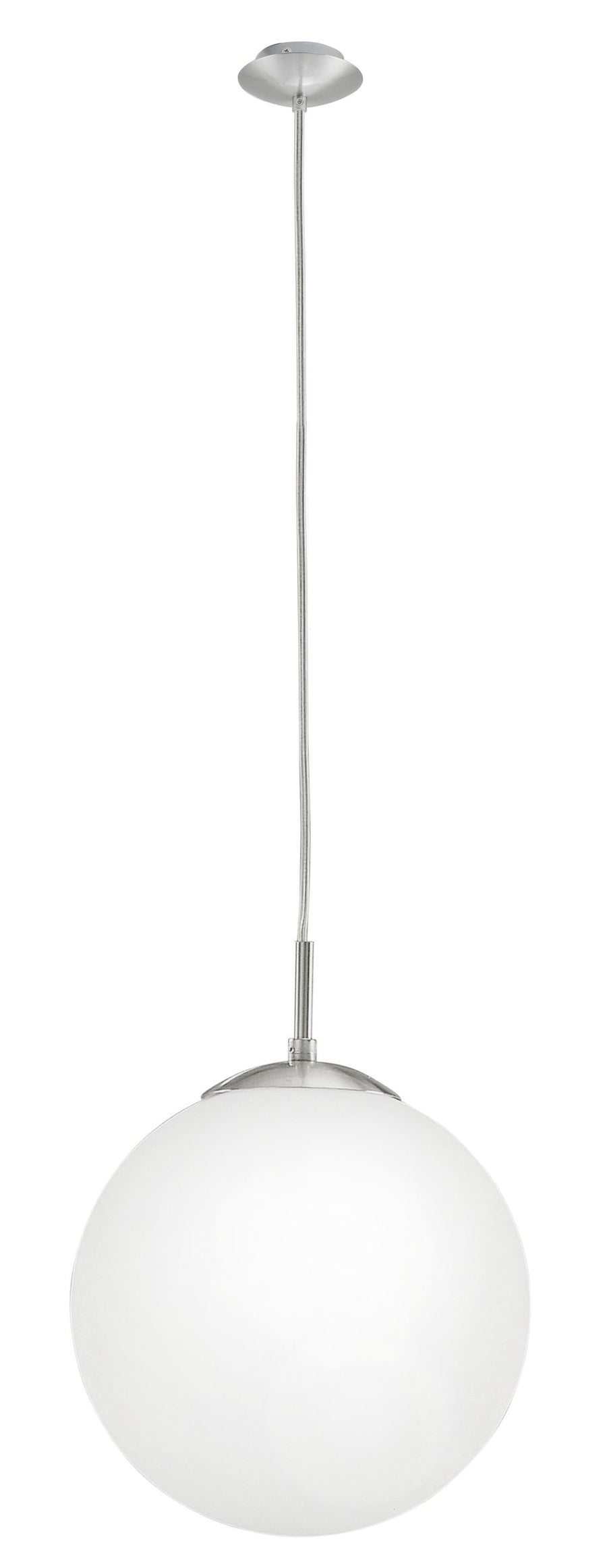Suspension Rondo nickel et blanche mat, verre (85262)