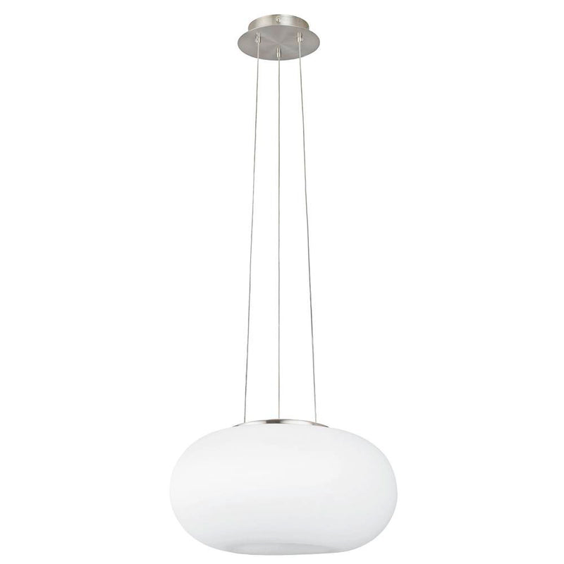 Suspension Optica nickel et blanche mat, verre (86814)
