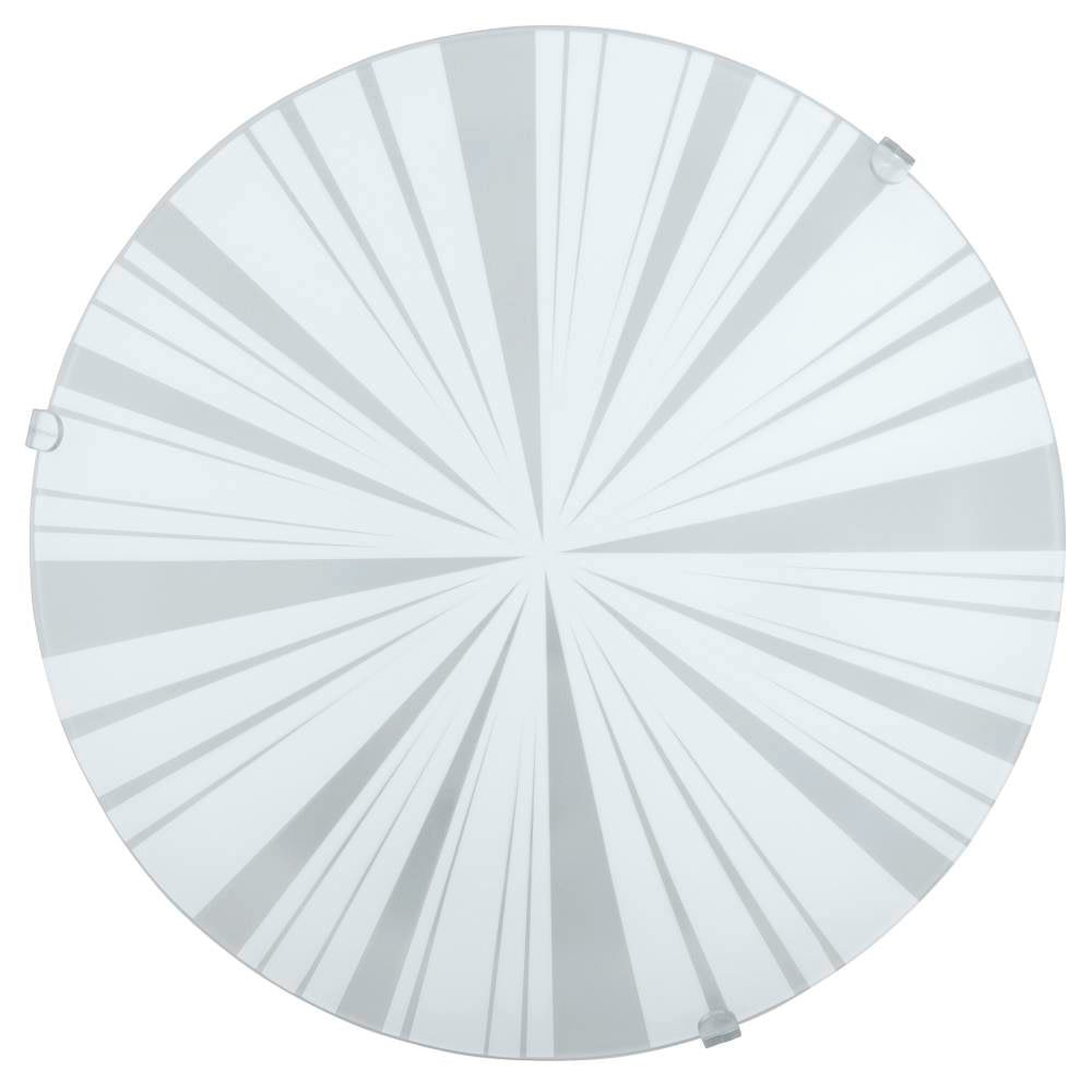 Vue de dessous du diffuseur rond en verre blanc à motif rayons