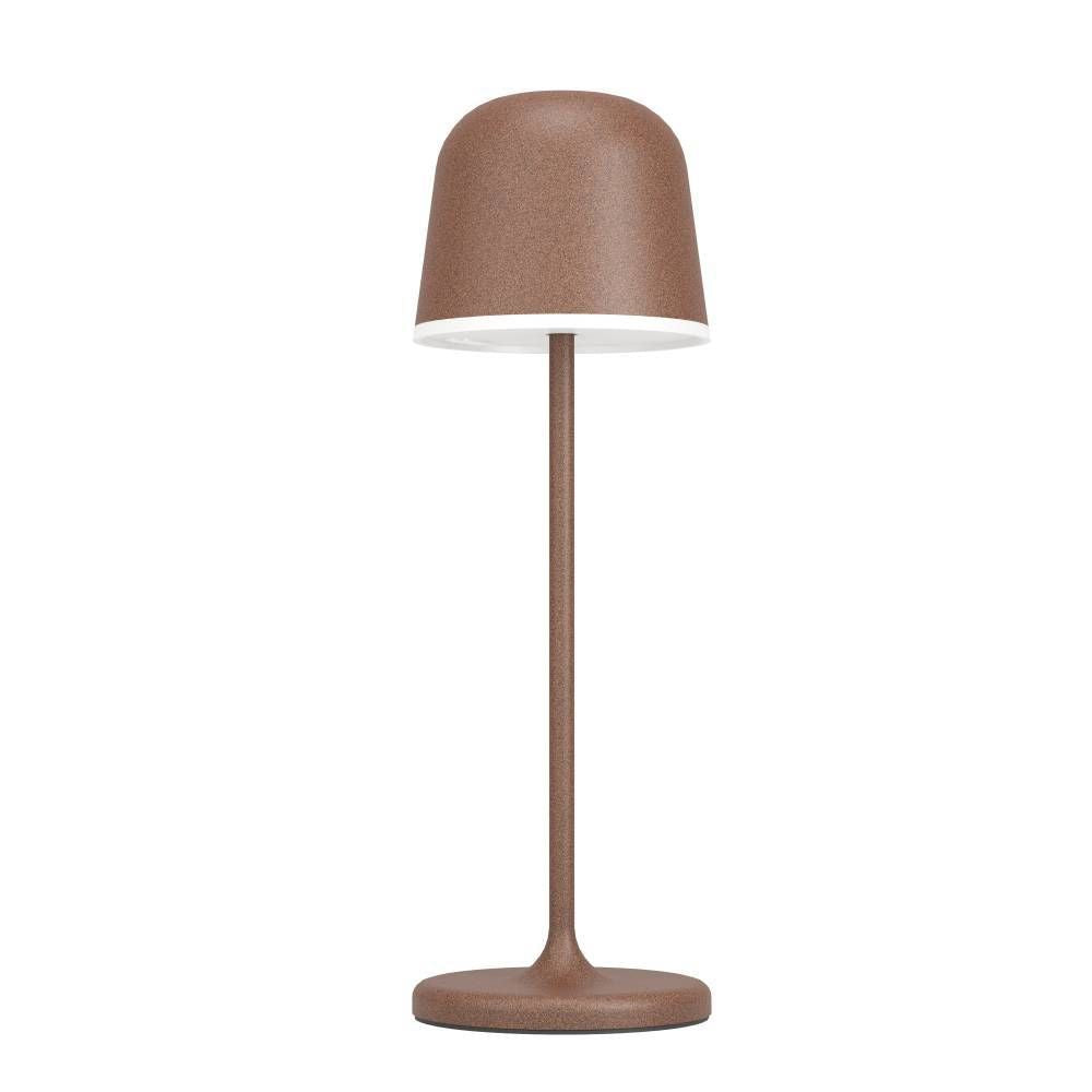 Lampe de table de face, finition rouille texturée et intérieur blanc