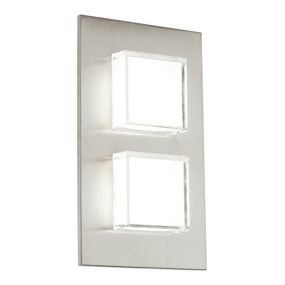 Applique murale en inox brossé avec deux carrés lumineux LED intégrés