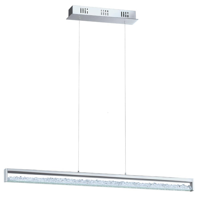 Suspension Cardito 1 chromée et transparente, cristal