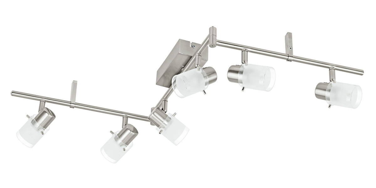 Spot Orvieto 1 nickel et blanc mat, verre, L 105 cm