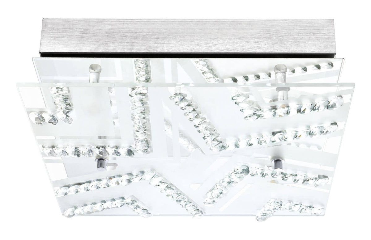 Plafonnier Verdesca chromé et blanc, cristal (93921)