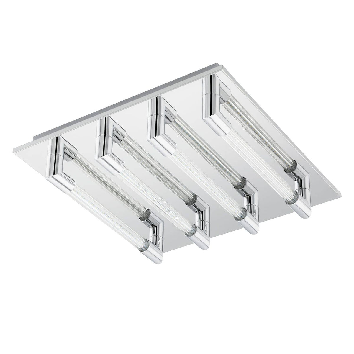 Plafonnier Velarde chromé, verre, L 32 cm