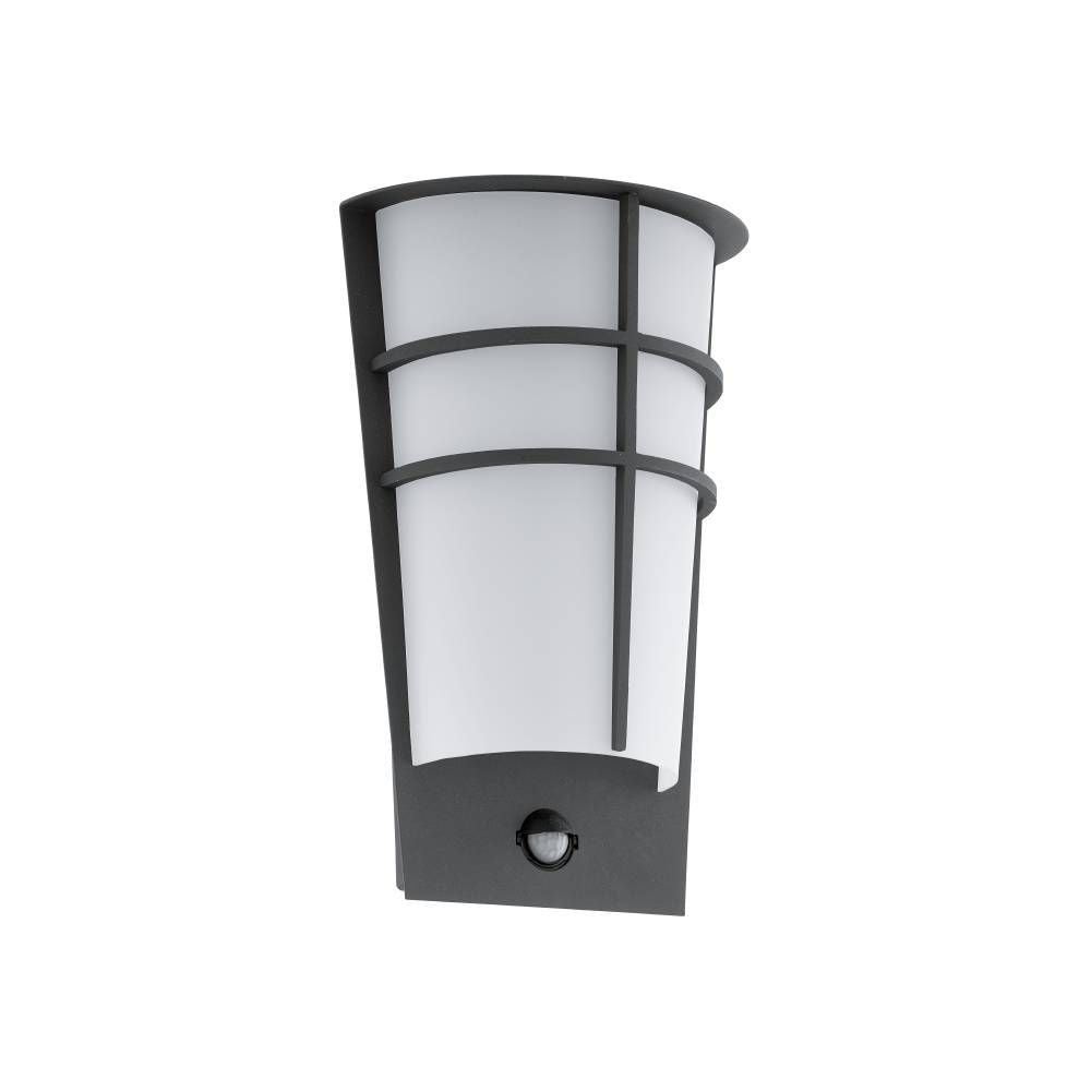 Vue de face de l'applique murale extérieure anthracite avec diffuseur blanc