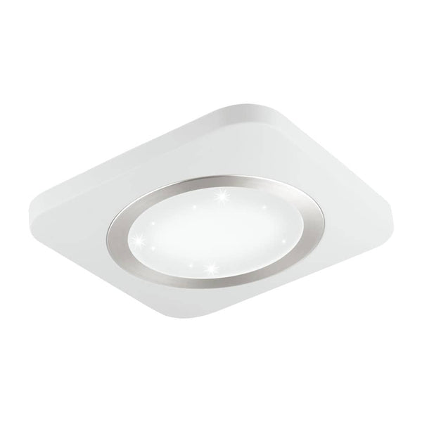 Plafonnier Puyo-s blanc et nickel satiné, L 30 cm