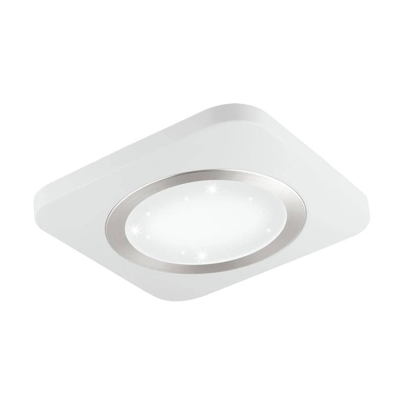 Plafonnier Puyo-s blanc et nickel satiné, L 40 cm
