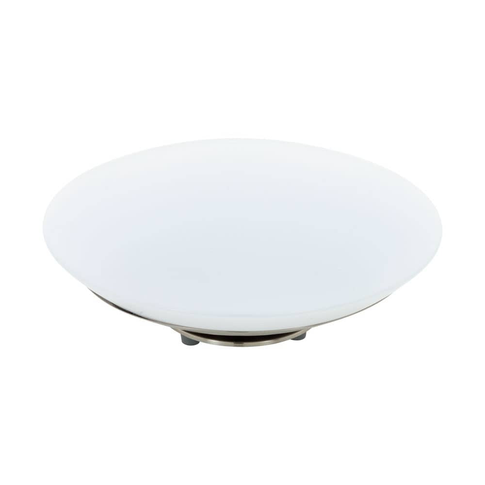 Vue de face sur fond blanc du luminaire ovale blanc, sans ombre ni reflet