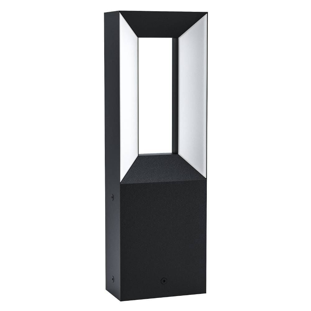 Vue de face du lampadaire extérieur noir et blanc sur fond neutre.