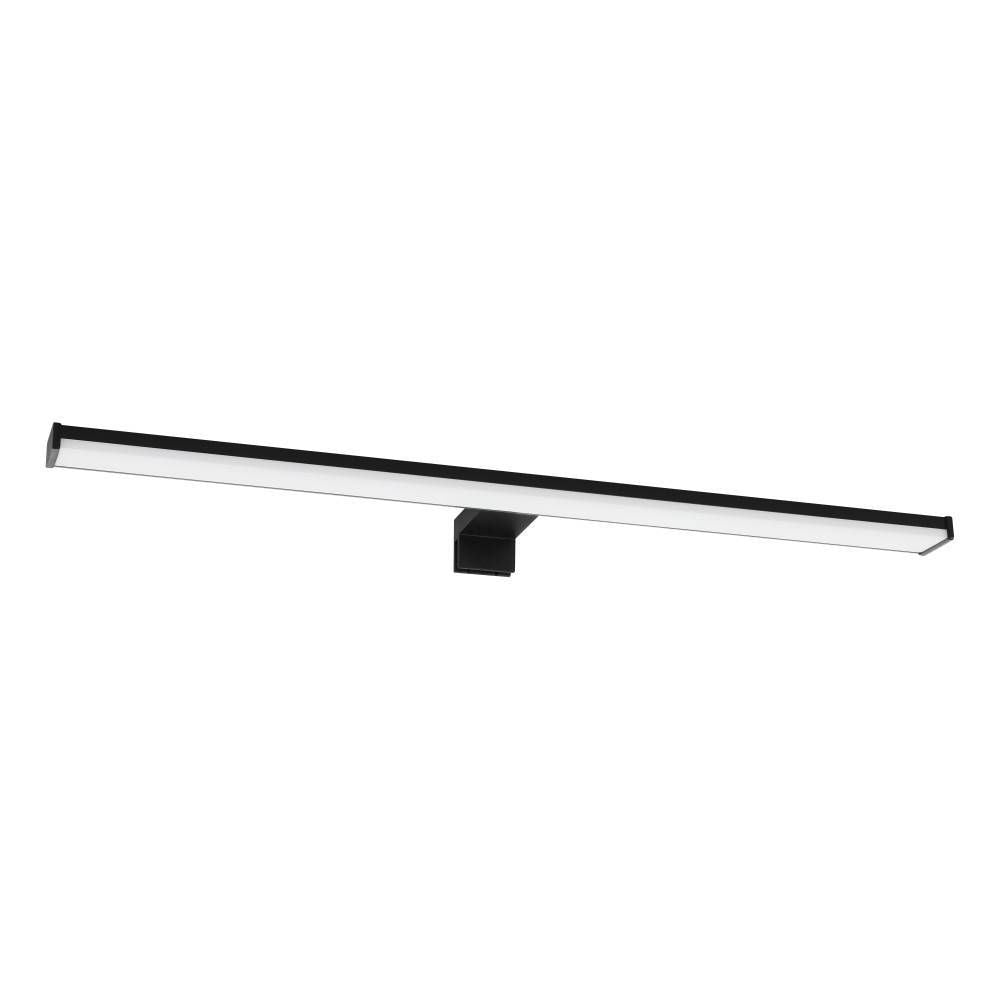 Produit seul, vue de trois quarts d'un luminaire linéaire noir et blanc avec fixation centrale.