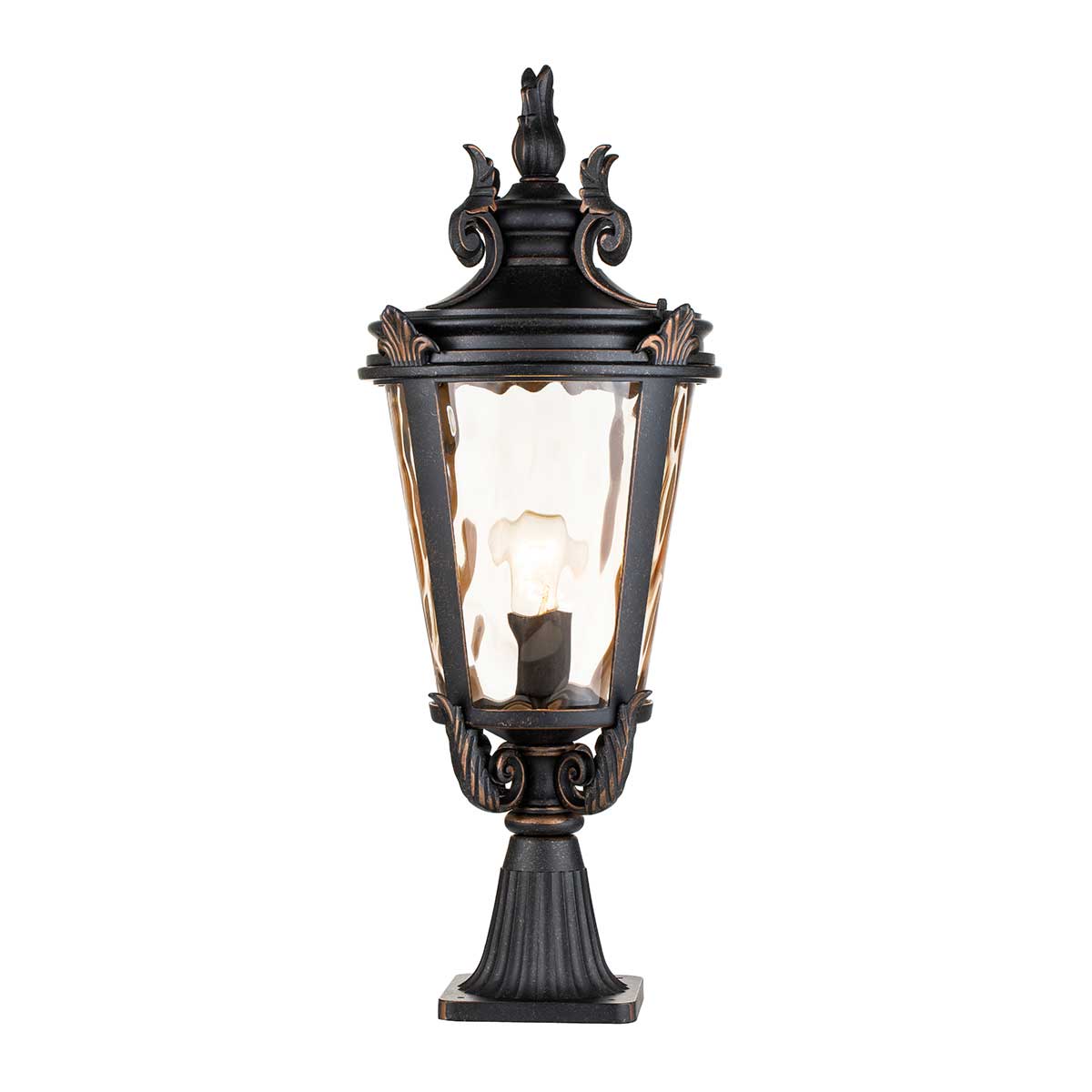 Lampadaire extérieur Baltimore bronze, verre, H 68 cm