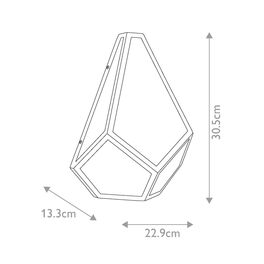 Schéma coté avec hauteur 30,5 cm, largeur 22,9 cm et profondeur 13,3 cm