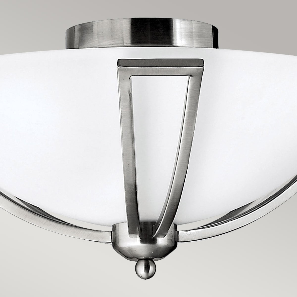 Plafonnier Bolla 2 lumières nickel satiné, verre, Ø 42,5 cm