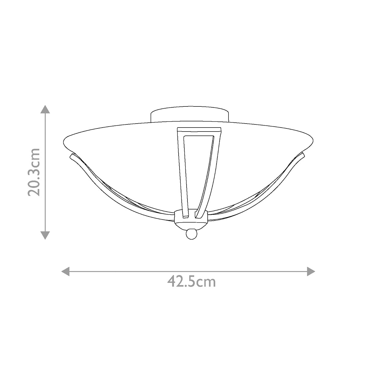 Plafonnier Bolla 2 lumières nickel satiné, verre, Ø 42,5 cm