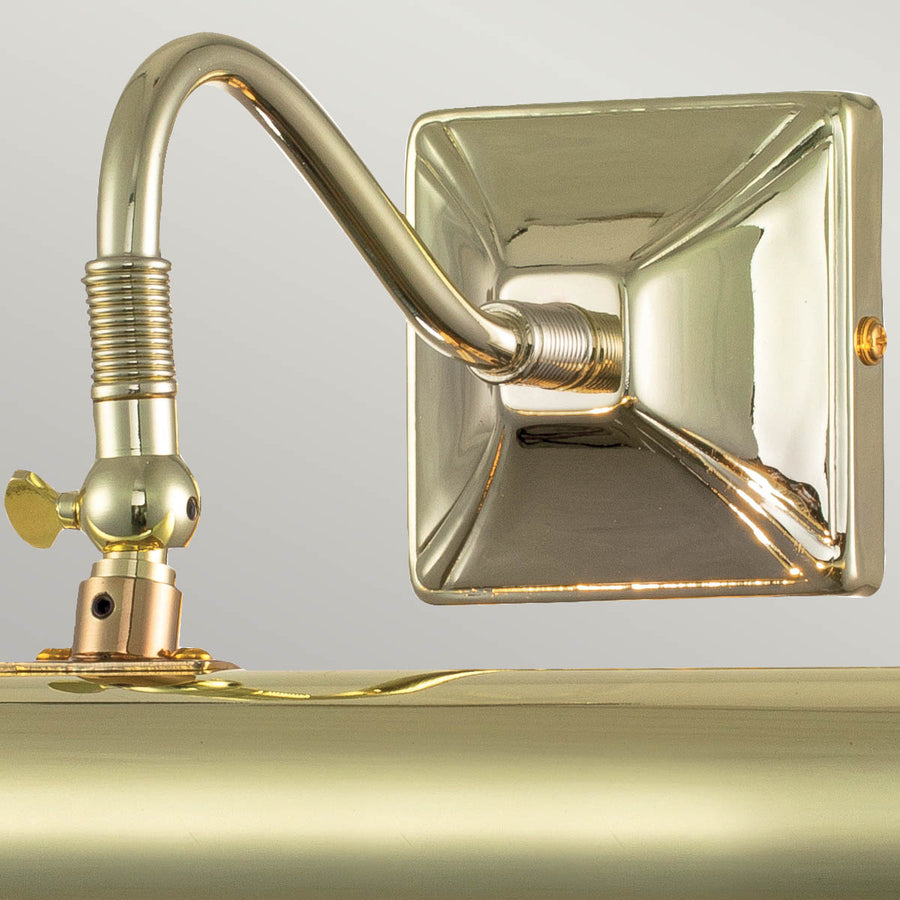 Détail du bras articulé, platine carrée et molette de réglage