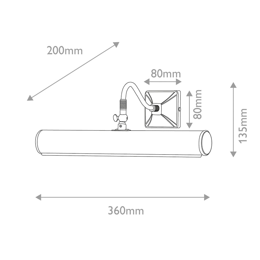 Schéma coté du luminaire avec dimensions en millimètres, vue de profil