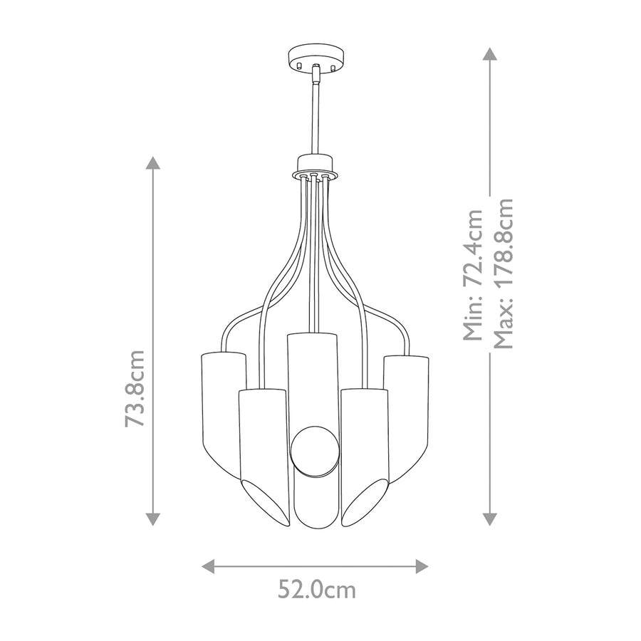 Lustre Quinto 6 lumières gris foncé