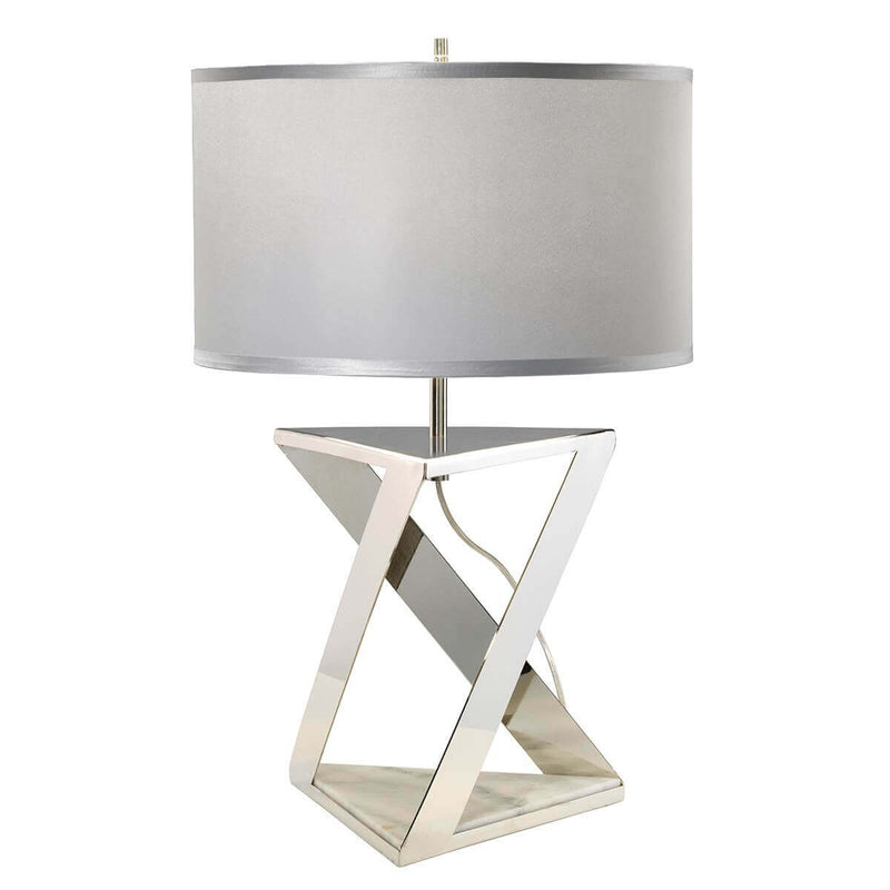 Lampe à poser Aegeus nickel poli et blanche