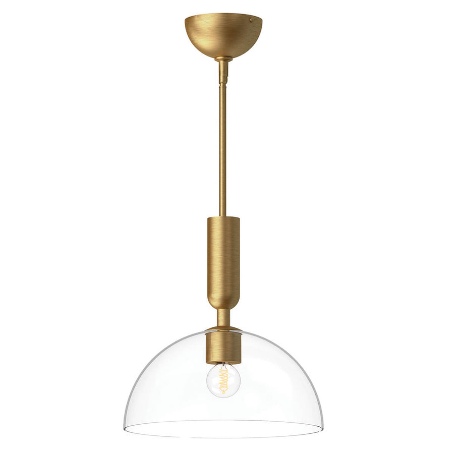 Suspension dorée complète avec diffuseur en verre transparent en forme de dôme