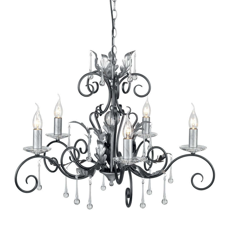 Lustre Amarilli 5 lumières noir et argenté