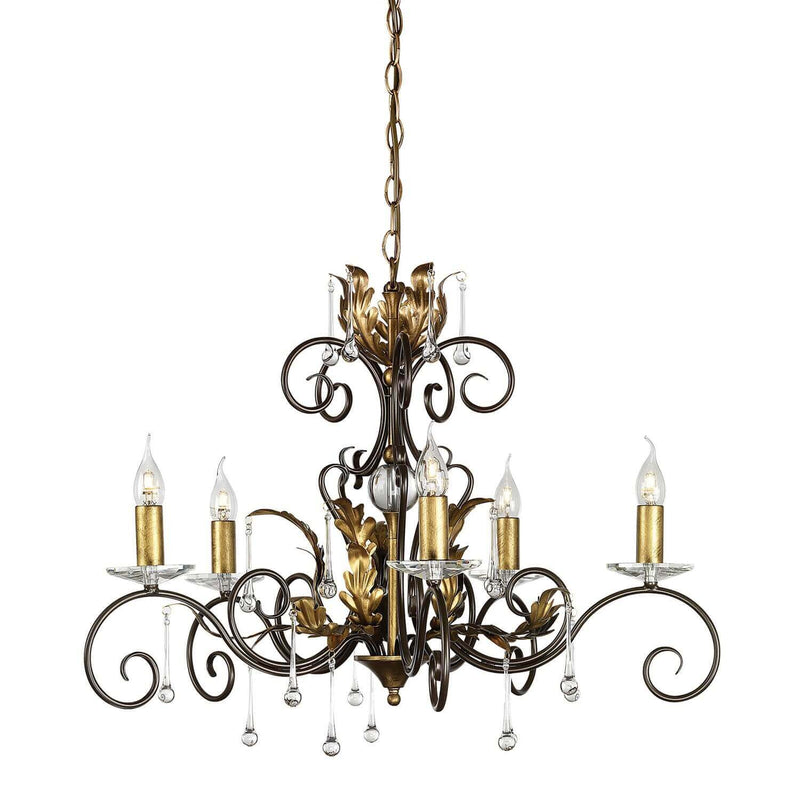 Lustre Amarilli 5 lumières bronze et doré