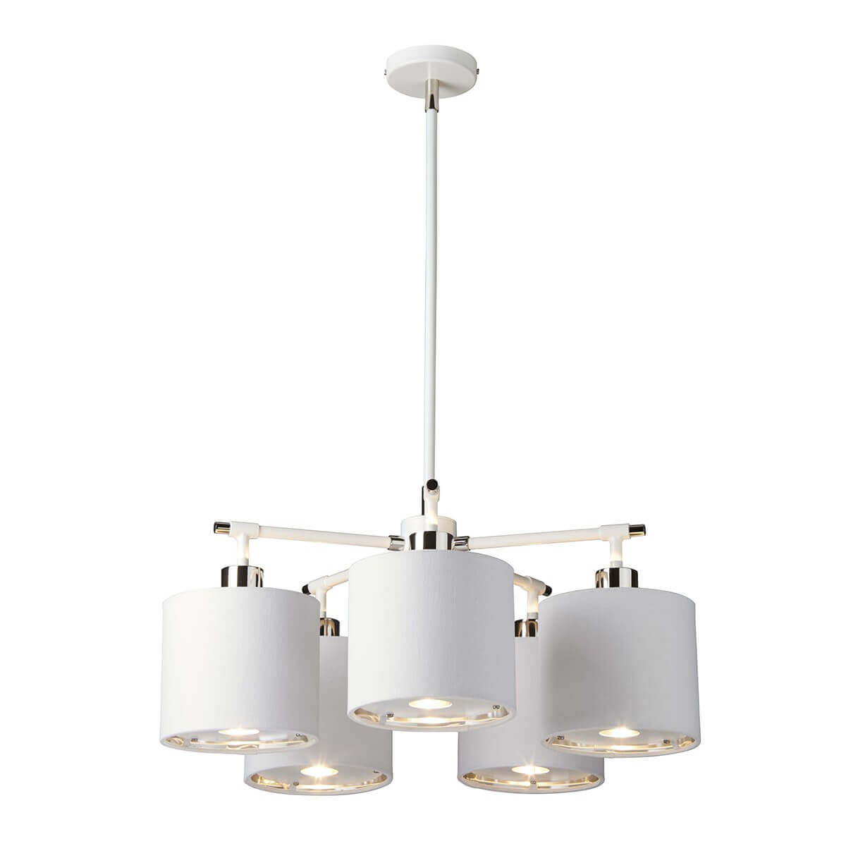 Lustre Balance 5 lumières blanc et nickel poli