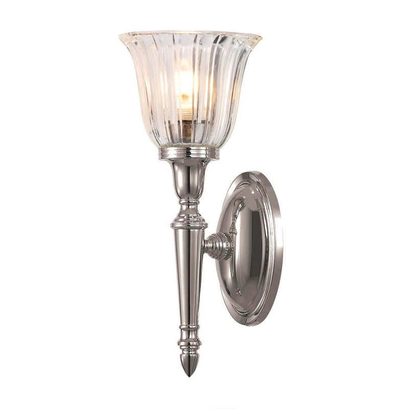 Applique murale Dryden nickel poli, verre, H 33 cm