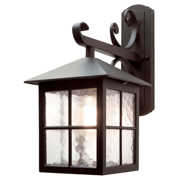 Applique extérieure Winchester noire, verre, H 40 cm