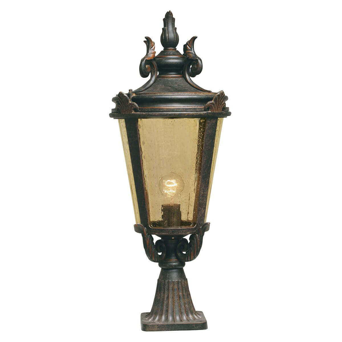 Lampadaire extérieur Baltimore bronze, verre, H 68 cm