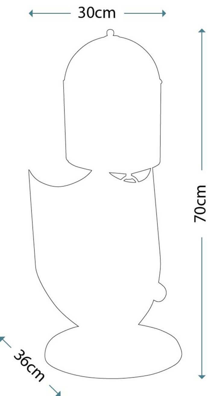 Schéma de dimensions : 70 cm de haut, 36 cm de large, 30 cm de profondeur.