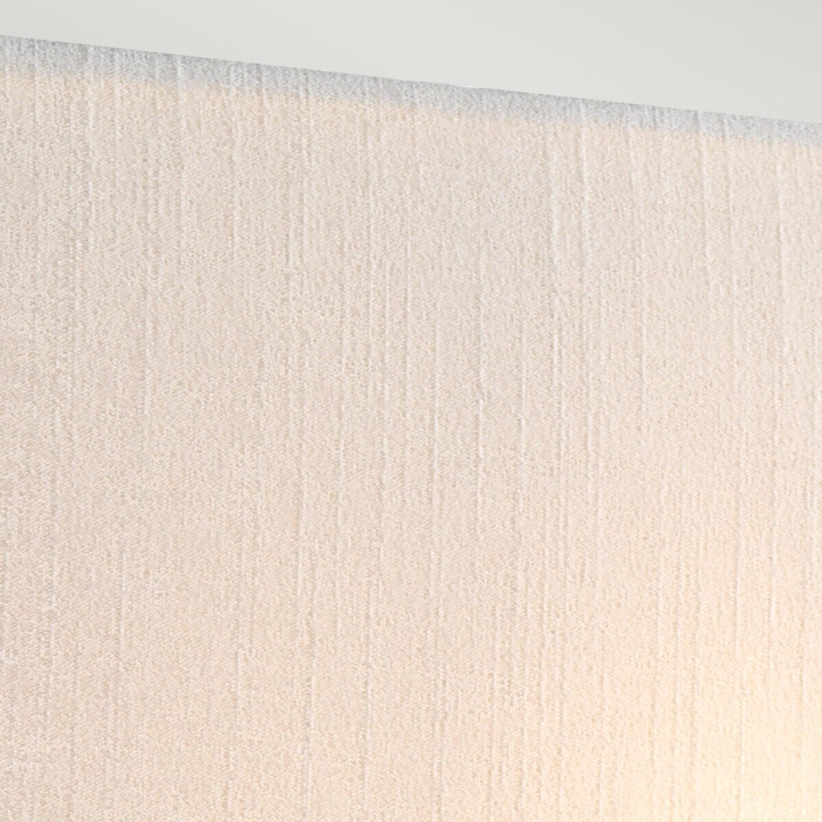 Gros plan sur la texture tissée verticale et rétroéclairée de l'abat-jour crème