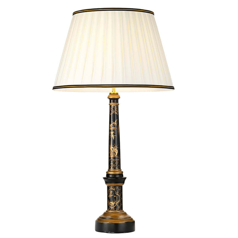 Lampe à poser Strasbourg noire et dorée, bois