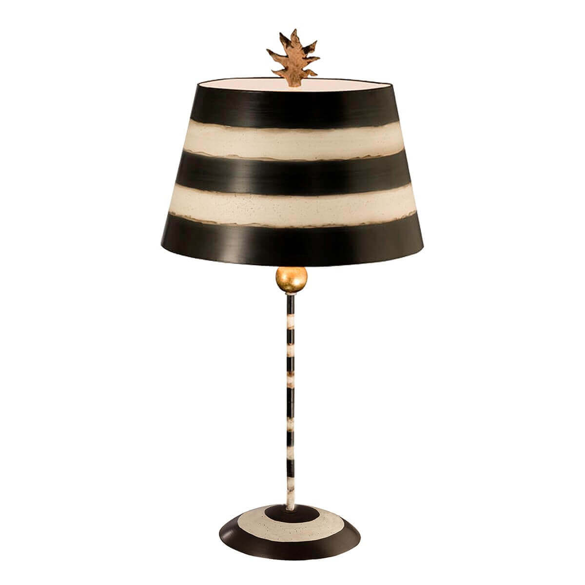 Lampe à poser noire et crème entière vue de face sur fond blanc