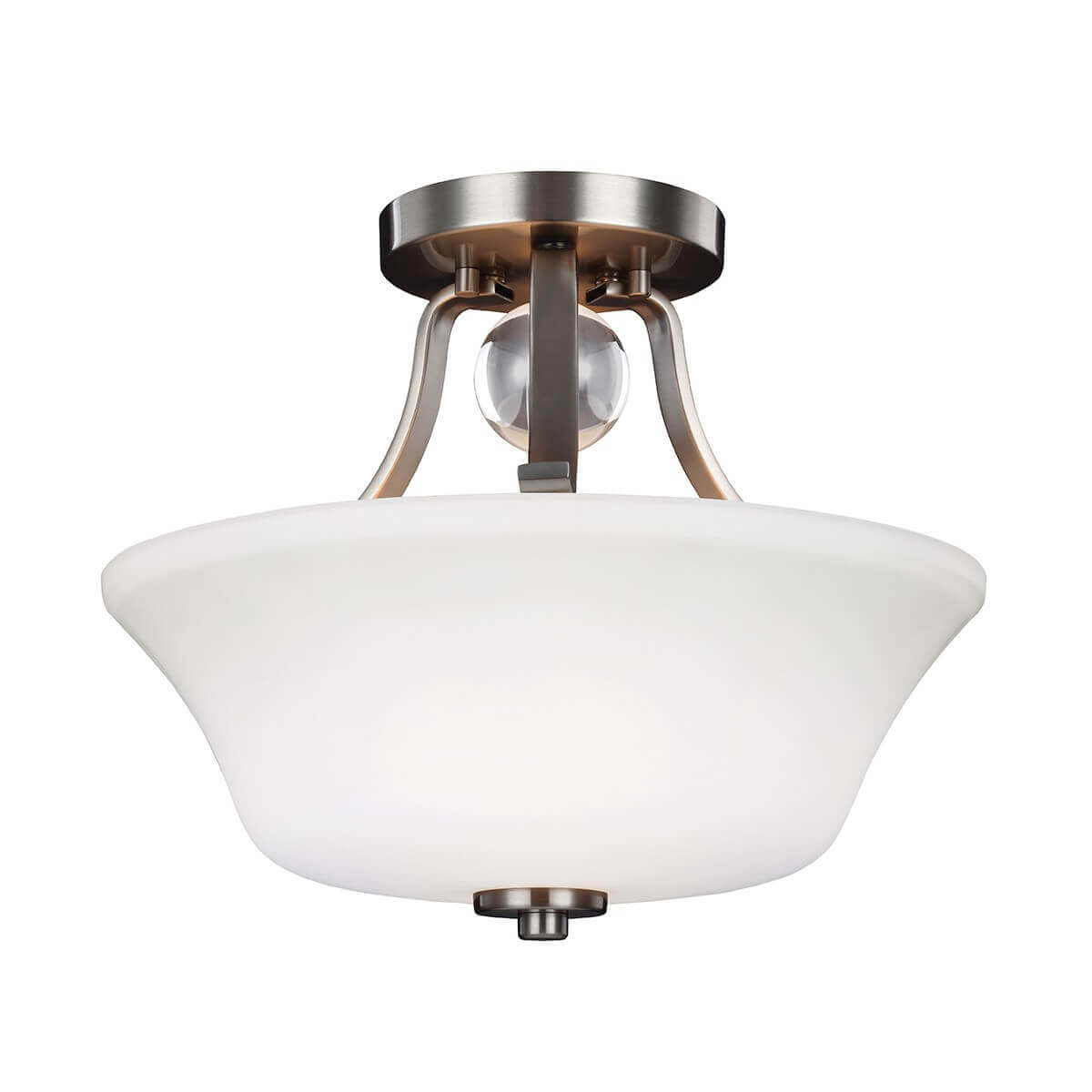 Plafonnier Evington 2 lumières nickel, verre