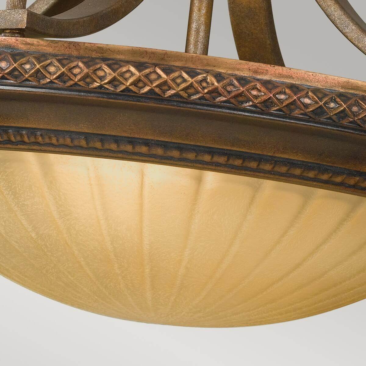 Plafonnier Kelham Hall 2 lumières doré et bronze, verre, Ø 45,7 cm