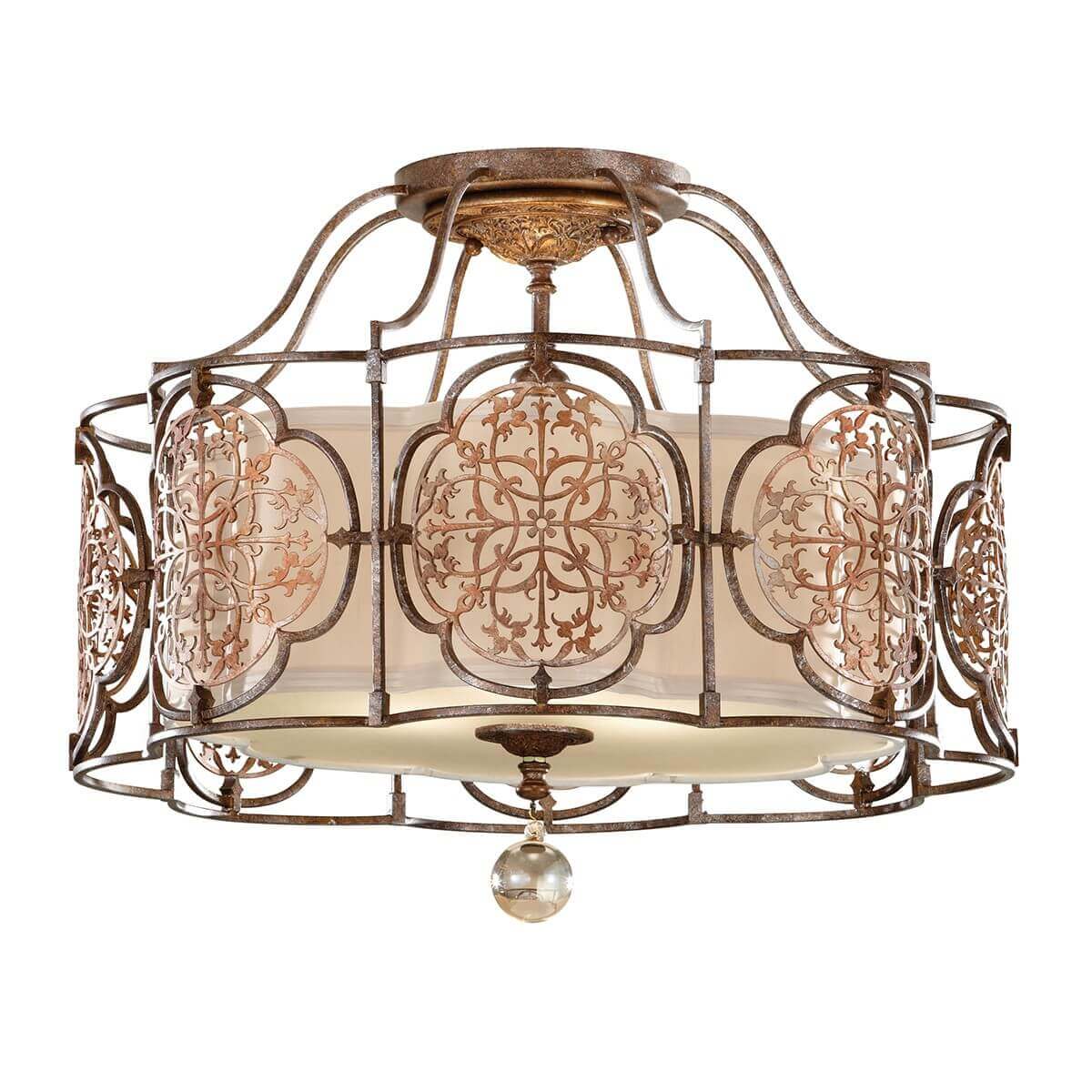 Plafonnier Marcella 3 lumières bronze, verre