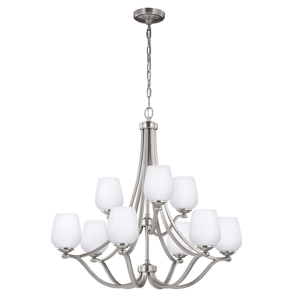Lustre Vintner 9 lumières nickel, verre