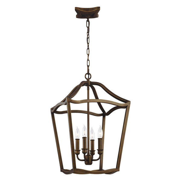 Suspension Yarmouth 4 lumières laiton vieilli