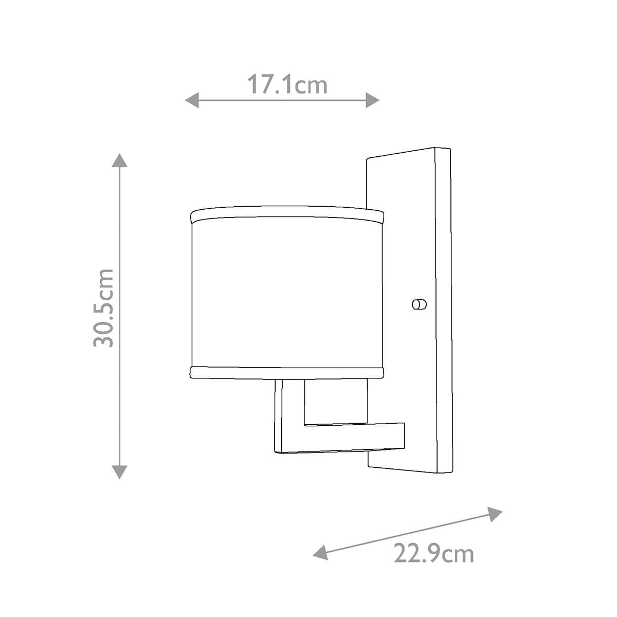 Schéma de dimensions : 30,5 cm de haut, 22,9 cm de profondeur, 17,1 cm de large