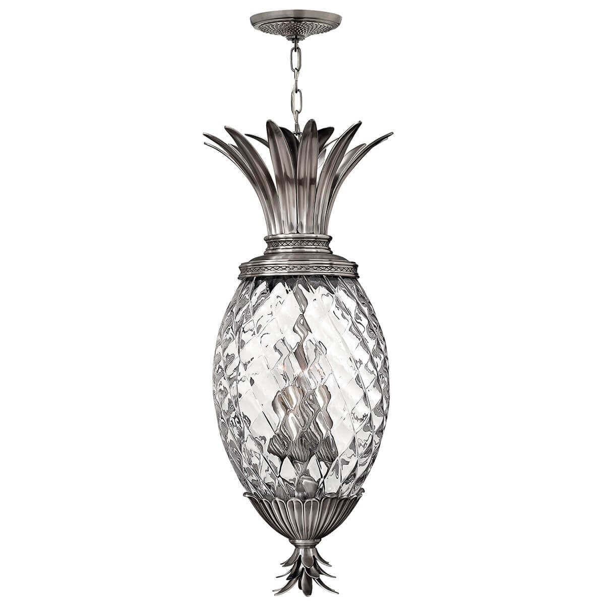 Suspension Plantation 4 lumières nickel, verre