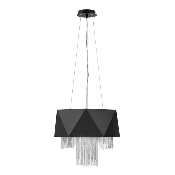 Suspension Zuma 6 lumières noire et argentée, Ø 45 cm