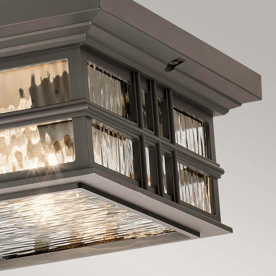 Plafonnier extérieur Beacon Square 2 lumières bronze, verre