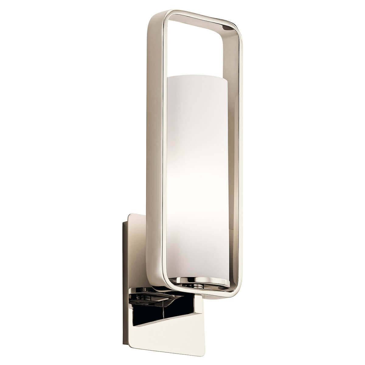 Applique murale de face en nickel poli avec diffuseur cylindrique blanc