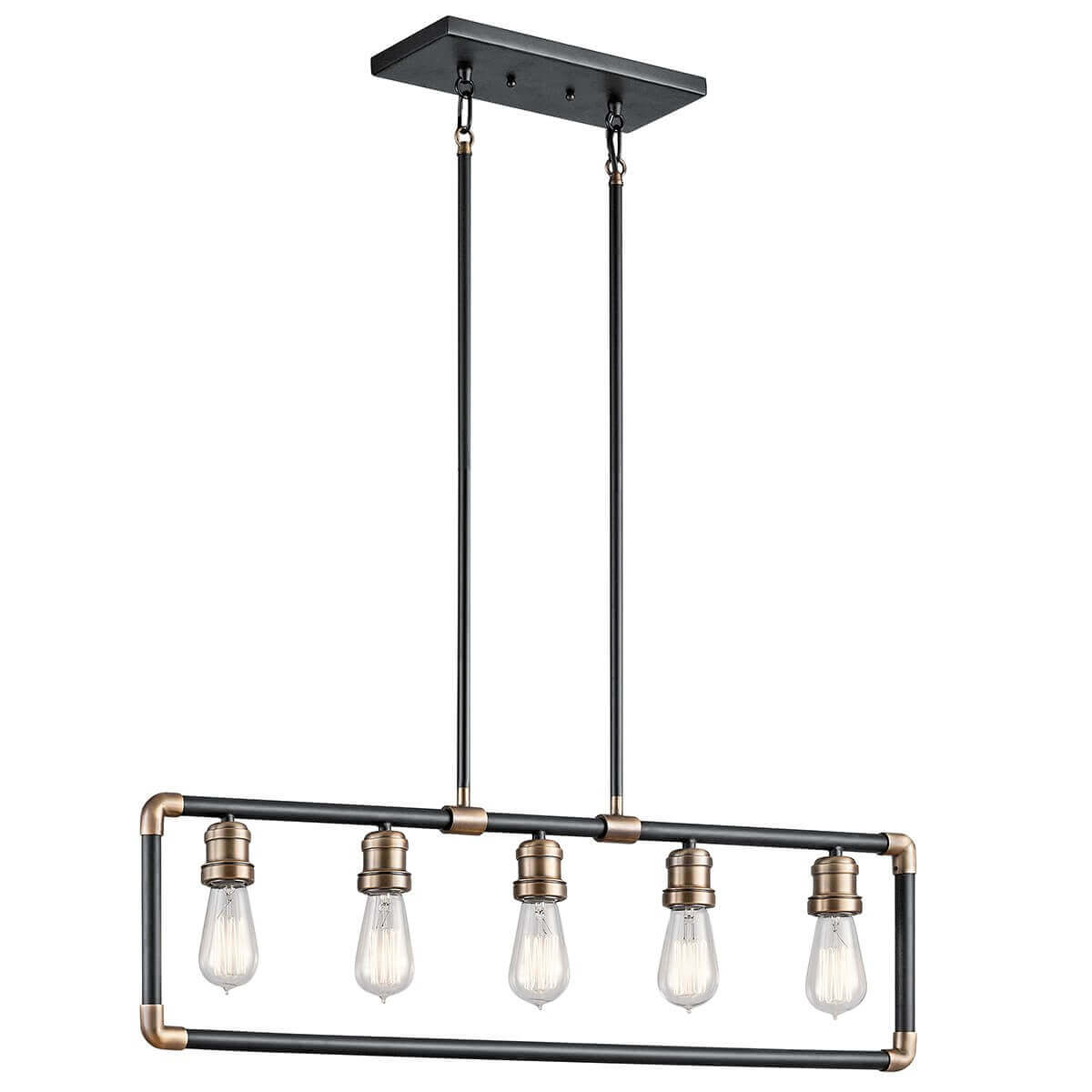Lustre Imahn 5 lumières noir et bois