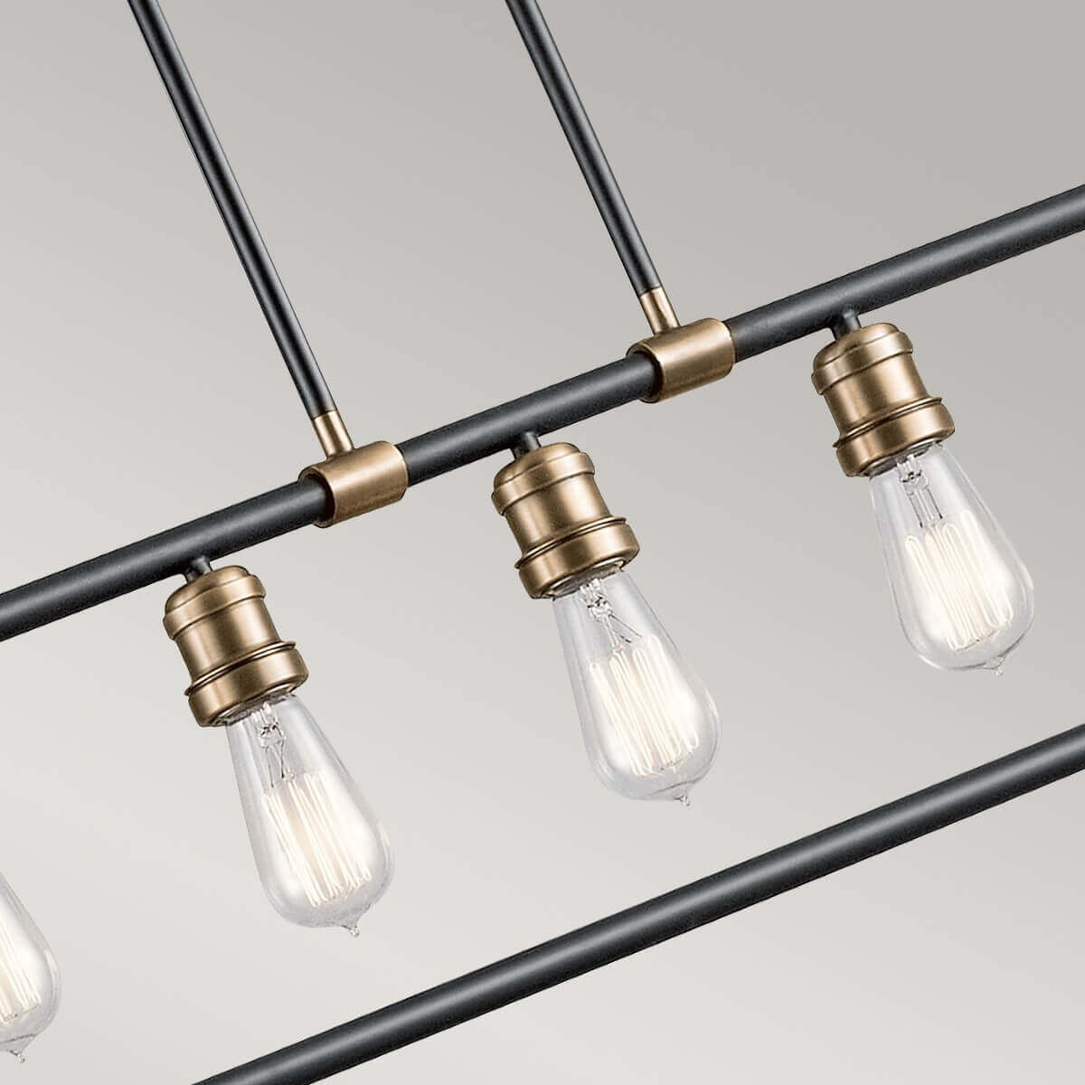 Lustre Imahn 5 lumières noir et bois