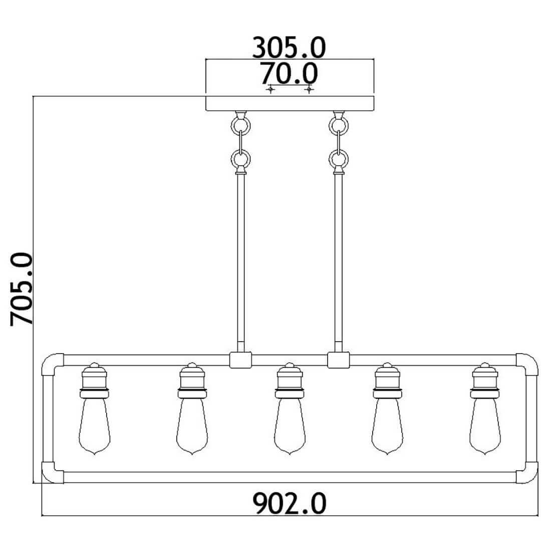 Lustre Imahn 5 lumières noir et bois
